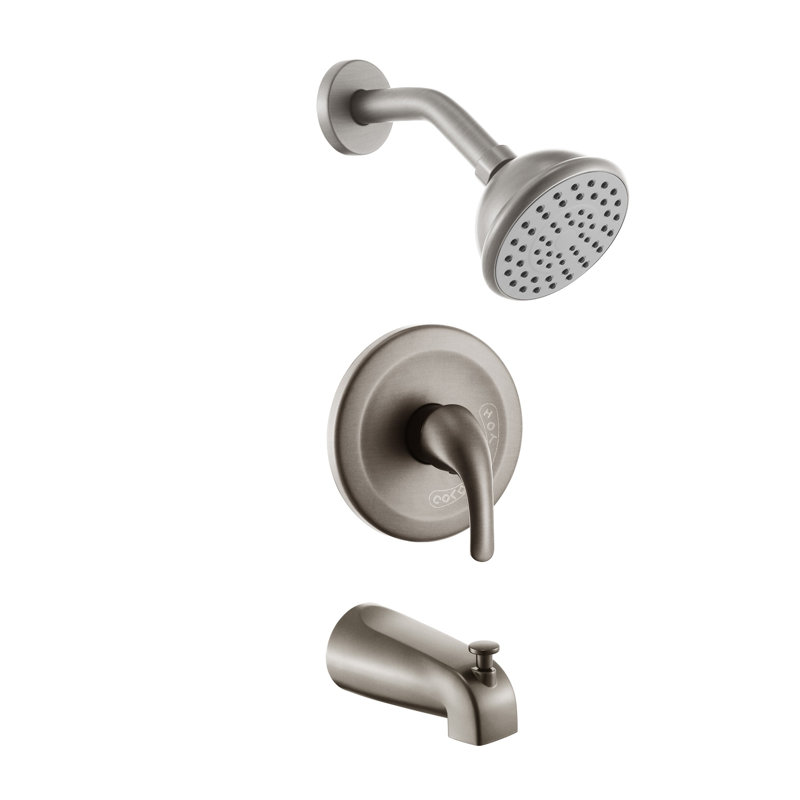Ensemble de robinetterie de douche en nickel brossé avec bec de baignoire et douchette à main