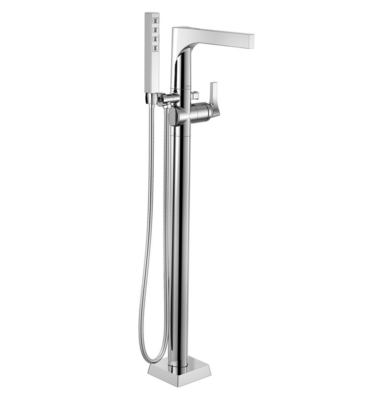 Zura Single Handle Floor Mounted Roman Tub Faucet Trim, Chrome
