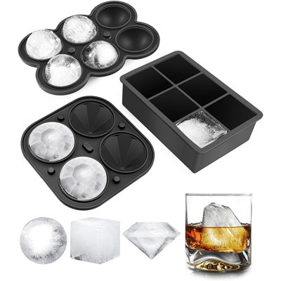 Ice Cube Trays And Ice Molds, Silicone Ice Cube Molds For Freezer With Lid, Diamond & Sphere Ice Ball Maker & Square Ice Cube Maker For Whiskey, Cockt -  Mint Pantry®, 10FA7B6DD6534B8F8341AE6063F50504