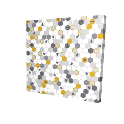 Beehive Pattern Gray Canvas | Home Decor Insect Illustration