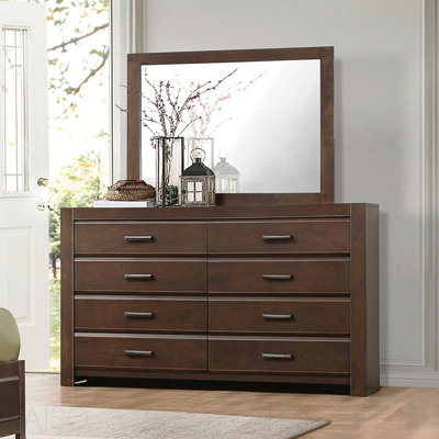Commode 1 pièce à finition espresso avec 8 tiroirs