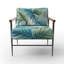 Chaise avec accoudoirs rembourrée à motif floral bleu azur et vert-2041312828