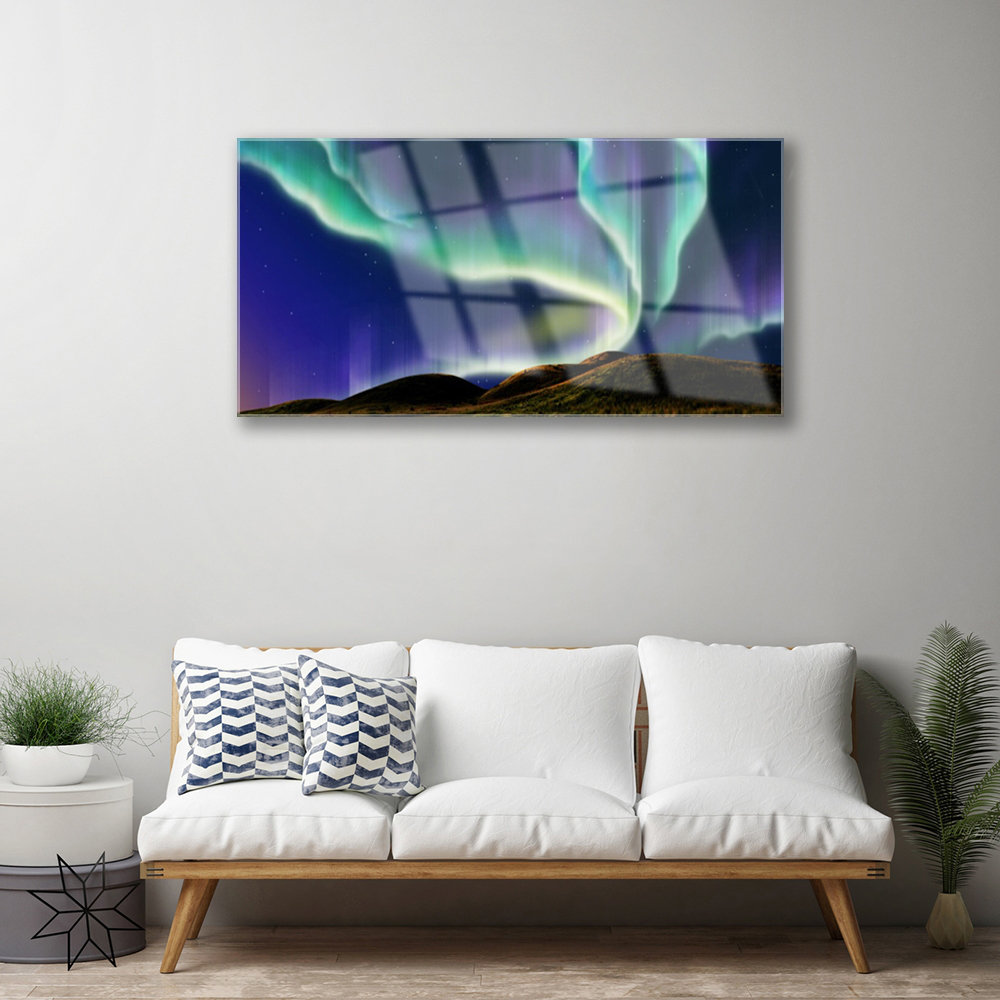 Glasbild Aurora Landschaft