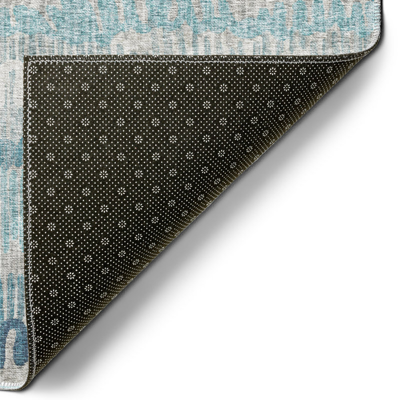 Chenille Washable Striped Indoor / Outdoor Rug, Round 8'