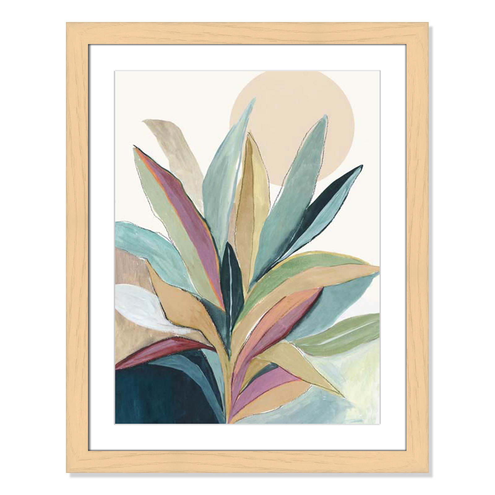 Sherbrooke Sunny Bright Leaves I Framed On Paper by Asia Jensen Print, Natural Cube Frame Matted, 31" H x 25" W x 1.25" D  