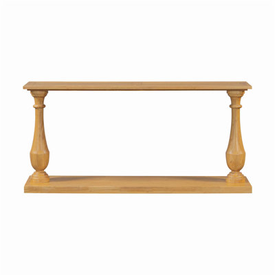 Vintage Sofa Table Console With Luxurious Pine Veneer And Elegant Vase-Leg Design, Perfect For Living Room And Entryway Decor by Winston Porter