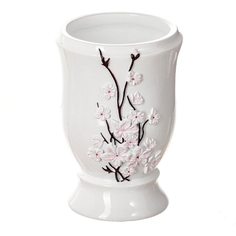 White Floral Resin Rectangular Tissue Box Cover