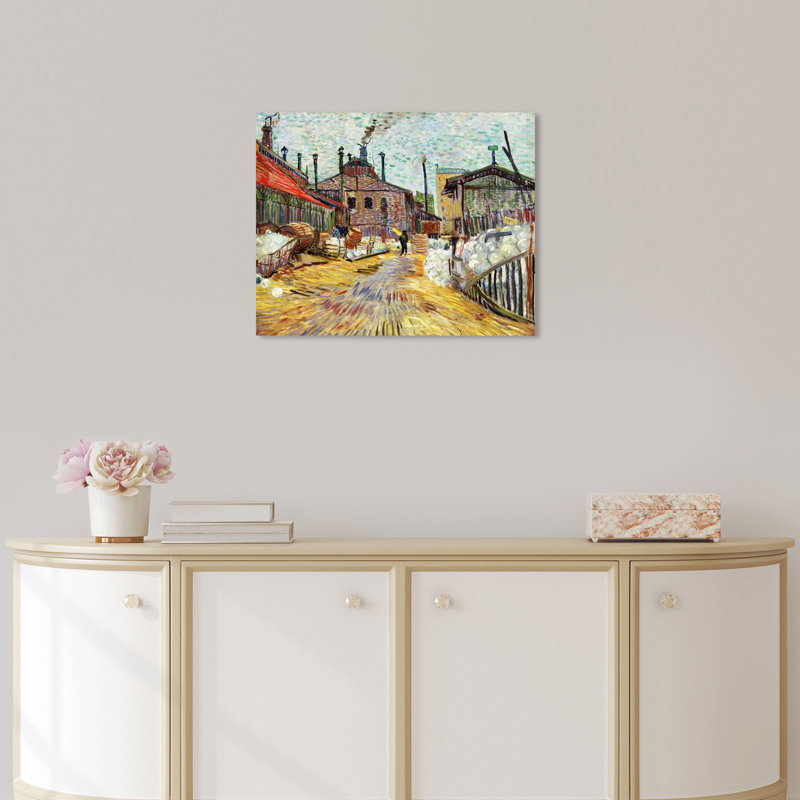 L'usine par Vincent Van Gogh - Peinture, H 17 po x l 20 po, Toile tendue