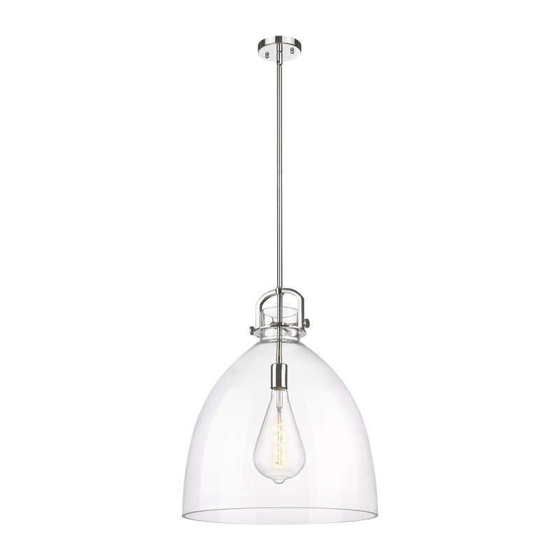 Wimbush 1 Light Stem Hung Pendant, Clear, 19.75" H x 18" W x 18" D, Polished Nickel