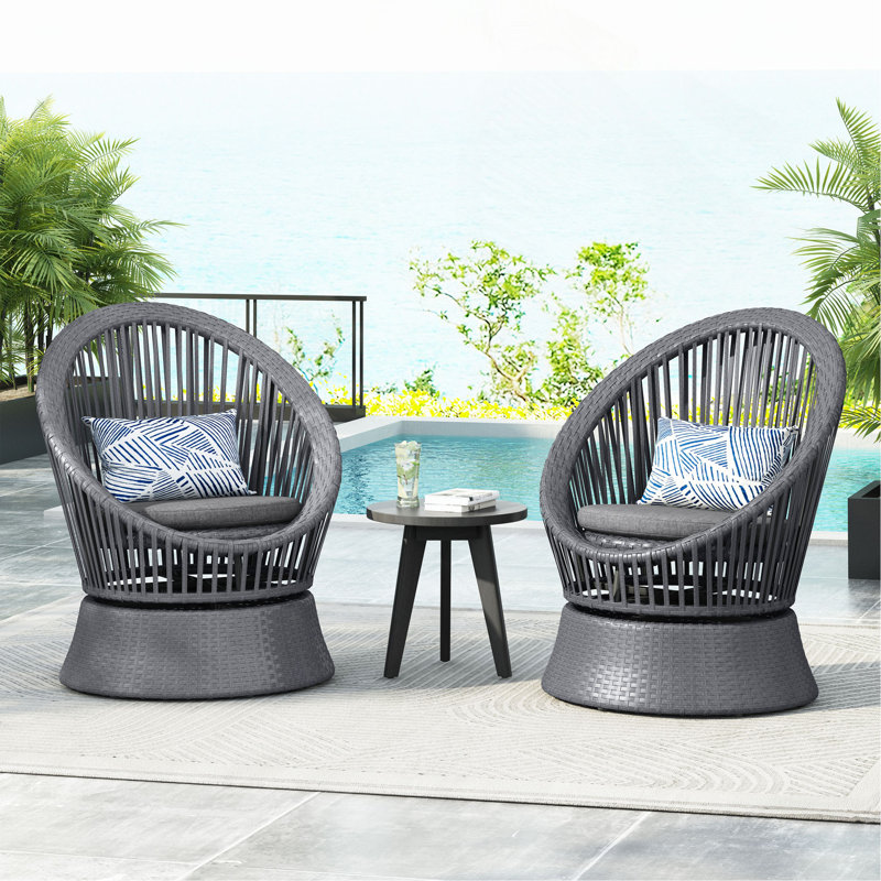 Méridienne pivotante moderne de 26,7 po avec structure en fer, avec un design rond élégant, parfaite pour le salon, la terrasse ou le balcon