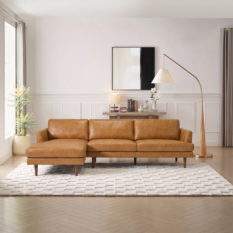 Canapé modulaire en cuir véritable 2 pièces, Left Hand Facing