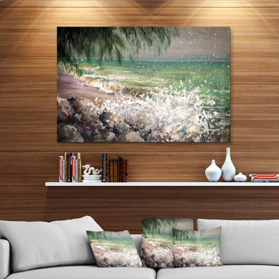 " Rocky Seashore With White Waves "