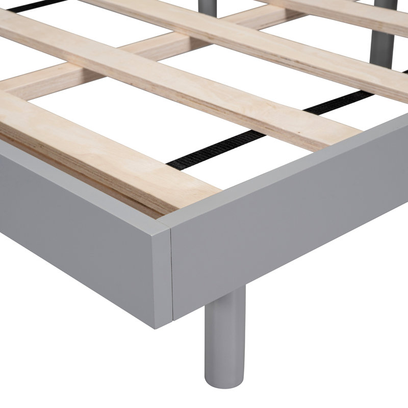 Modern Floating Platform Bed Frame, Gray, Queen