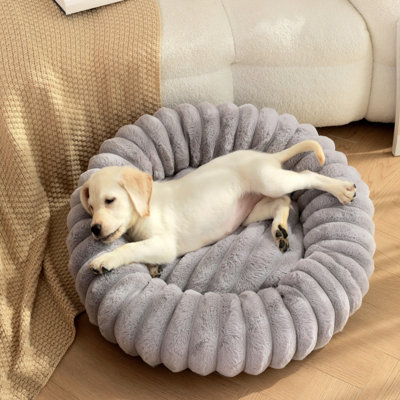 Calming Donut Dog Bed with Removable Cover – Plush Round Pet Bed with Non-Slip Bottom, Machine Washable, for Small to Large Dogs & Cats (23.6" / 35.6" / 47.2", 5 Colors)