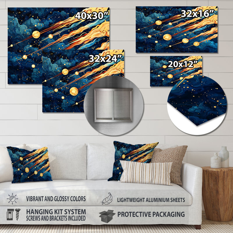 Radiant Cascade Of Comets II - Space, décoration murale en métal, impression astronomique, H 16 po x l 32 po x P 0,84 po
