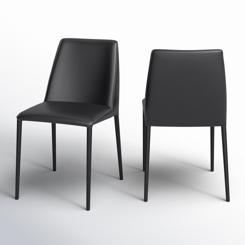 Noel Upholstered Dining Chair, Black Faux Leather, Black