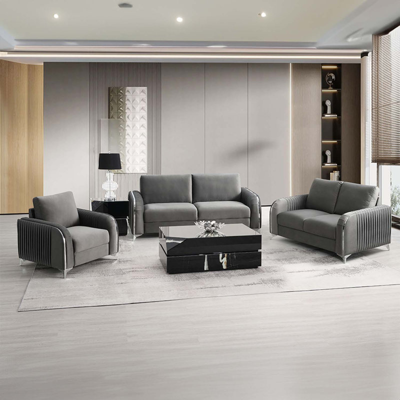 Canapé 79 po Wenona, velours gris, Gris