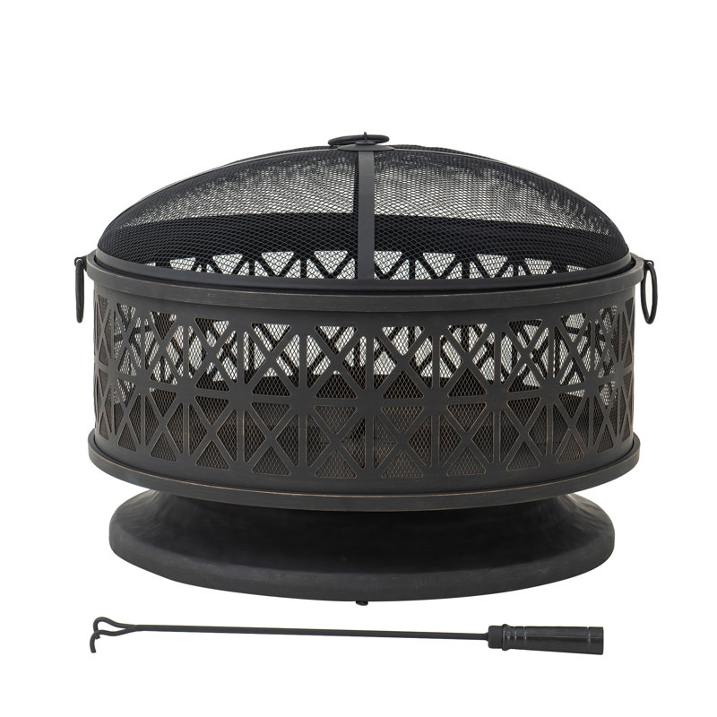 Nocturne 64cm H x 76cm Steel Wood Burning Outdoor Fire Pit with Lid