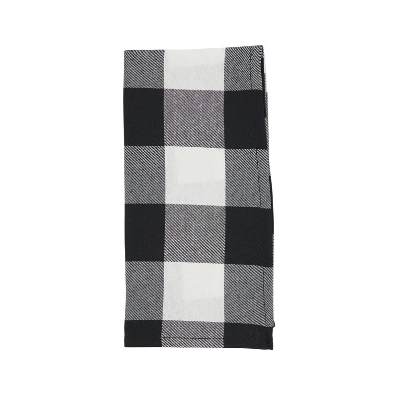 Black Buffalo Plaid Cotton Blend Cloth Napkins 20" W X 20" L, Set Of 4
