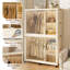 Armoire pliante portative blanche avec 6 portes magnétiques, 2 tringles de suspension et roues verrouillables