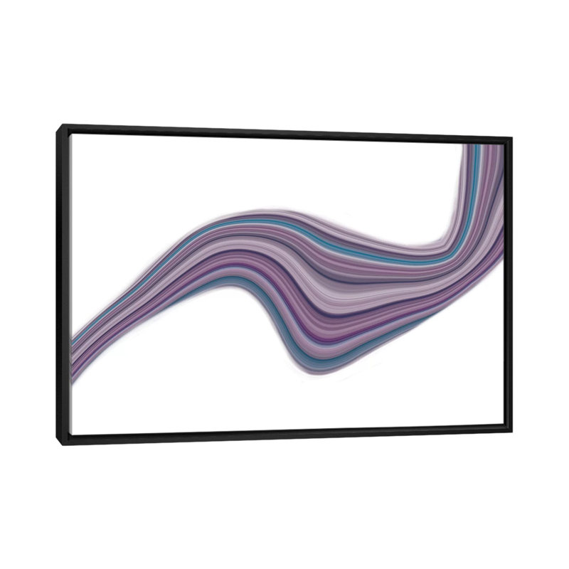 "fluid mauve" , impression sur toile tendue, H 18 po x l 26 po x P 1,5 po, Toile avec cadre noir, Pas de tapis