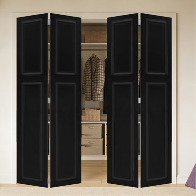 Porte de grange coulissante en panneau de fibres à densité moyenne noyer noir pliable 84 po x 48 po avec quincaillerie Doubel