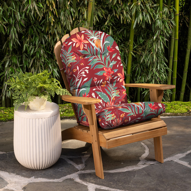 Luau Red Tropical Floral Water-Resistant Adirondack Chair Cushion