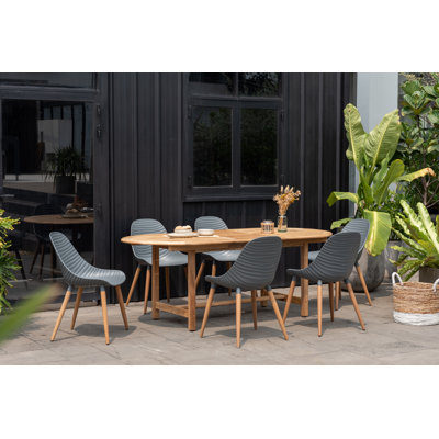 Ensemble repas 100% bois de teck massif 7 pièces Anautica