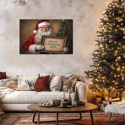 Grande décoration murale personnalisée de Centreville - impressions de Noël rétro, œuvre de Noël, peinture de Noël pour le salon, art des Fêtes pour la maison, reproduction d'art sur toile, 36 po x 48 po