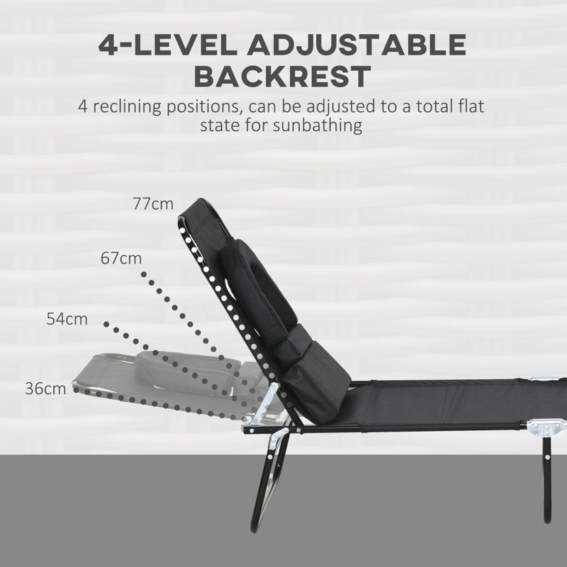 Oritse 187cm Long Double Sun Lounger, Black