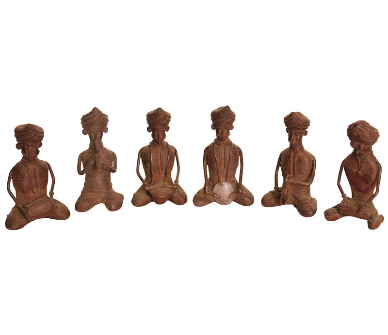 Ensemble de 4 statues en laiton 4 "de style tribal Bastar