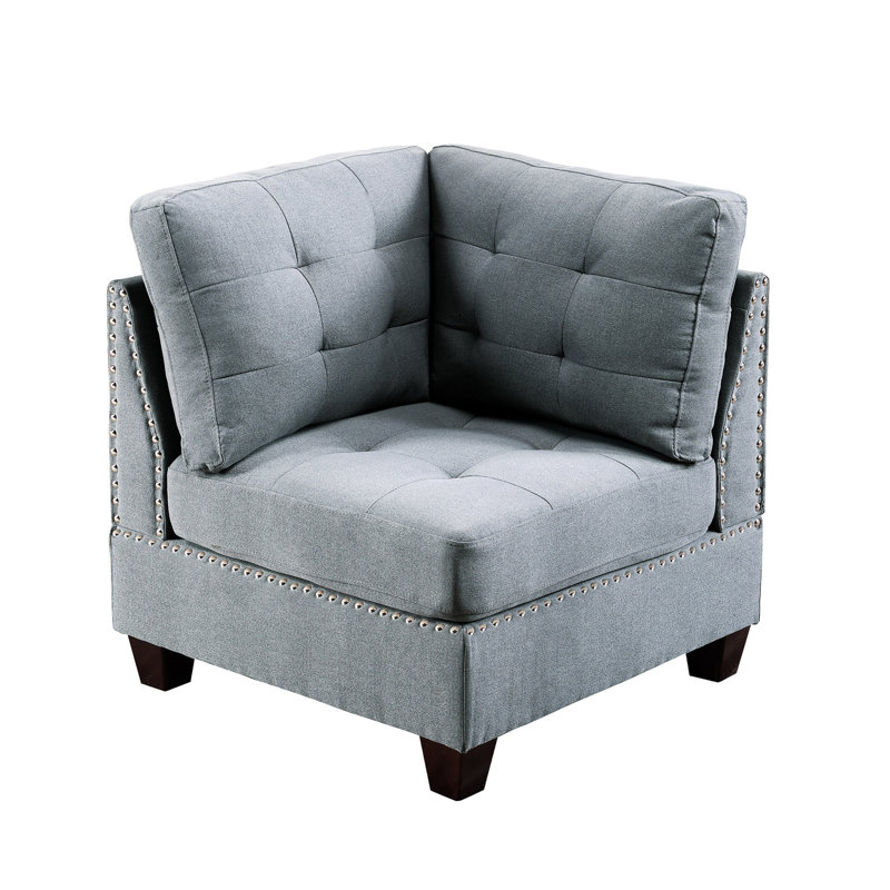 Modulaire - chaise 2 pièces en forme de lin gris, 32 po x 32 po x H 35 po, avec structure en bois gris, tissu H Supreme
