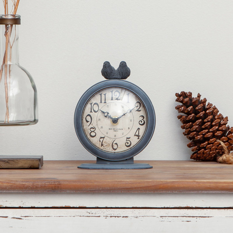 Horloge de table analogique à quartz, Gris ardoise