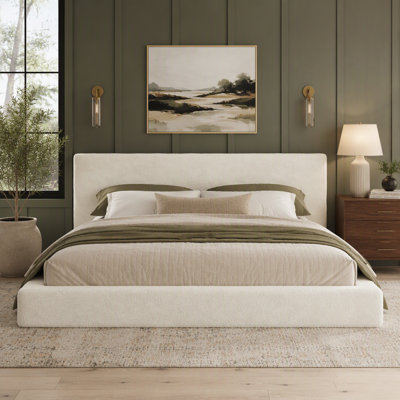 AirFrame King Frameless Bed Surround, 8.7'' Cloud Upholstered Sponge Cushion, Easy Assembly, Off-White
