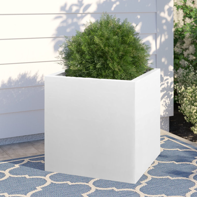 Eastvale Handmade Planter Box, White, 16" H x 16" W x 16" D