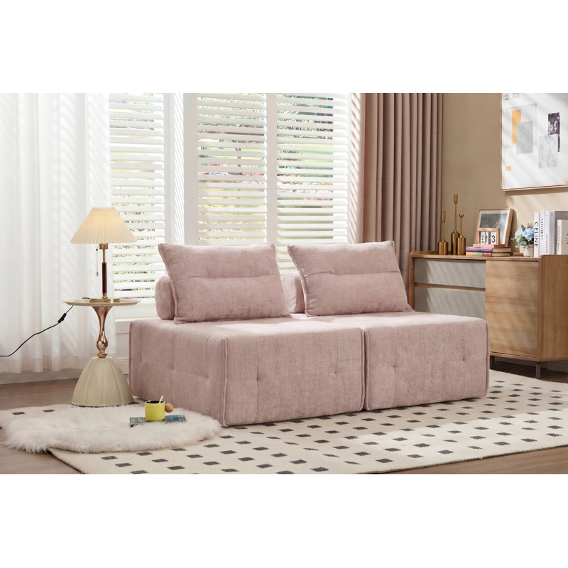 Canapé modulaire à assise profonde avec dossier réglable - canapé compressible en chenille de 39,37 po pour le salon, la chambre à coucher, le salon (2 pièces), noir.