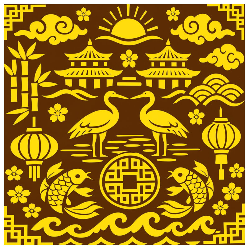 Couvertures Asian Asian Symbols, 60in W x 80in H