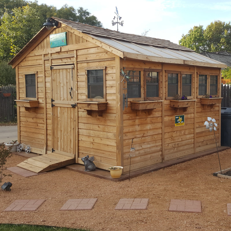 12 ft. W x 12 ft. D Cedar Wood Sunshed Garden Shed
