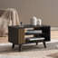 Table basse, 1 porte, 2 tablettes, wengé noir / chêne naturel