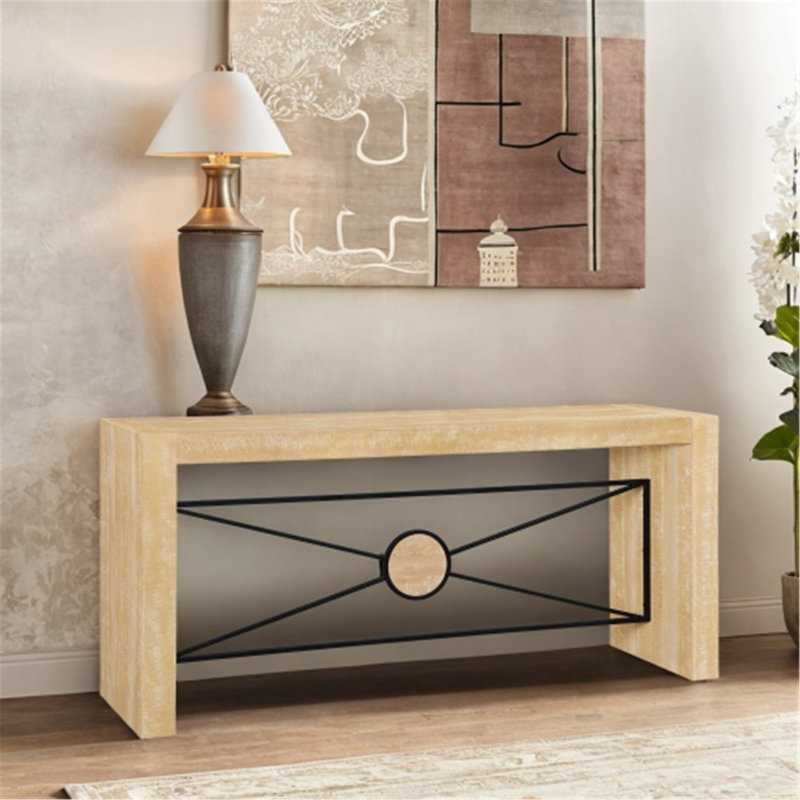 Console polyvalente rustique avec fabrication robuste et détails réfléchis, Naturel antique