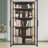 Tall Glass Display Cabinet 5-Tier Curio Cabinets Dining Cabinet With 4 Adjustable Shelves And Light Strip, Metal Frame Display Case Tempered Glass Display Shelf Collection Display Case Cabinet