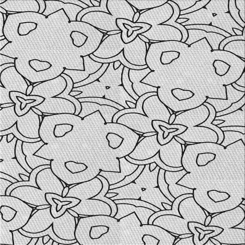 Tapis blanc/noir à motifs, Carré 4 pi