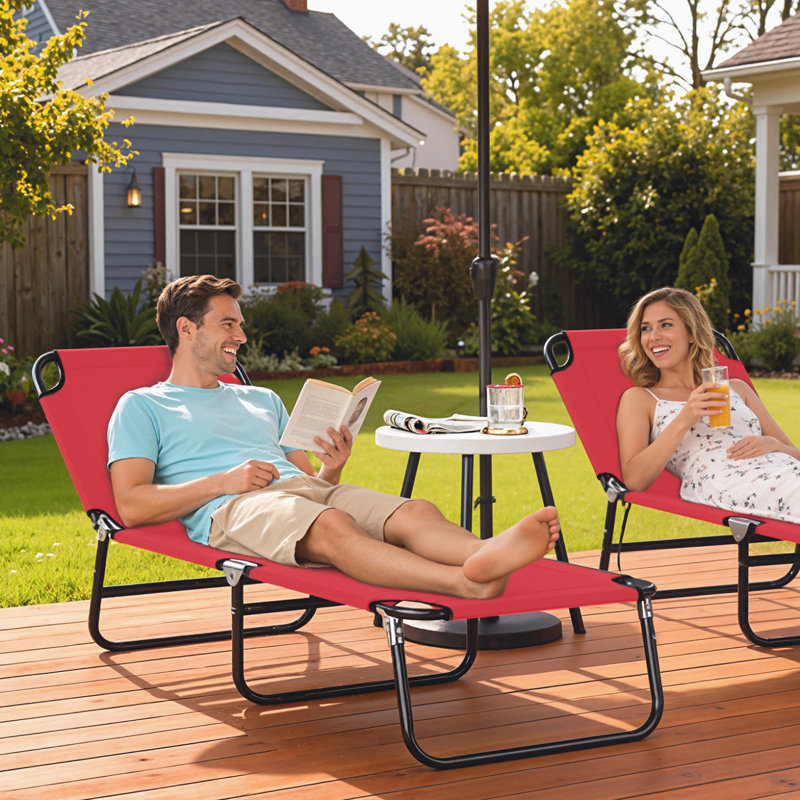 Chaises longues de piscine Goddard Outsunny, Rouge