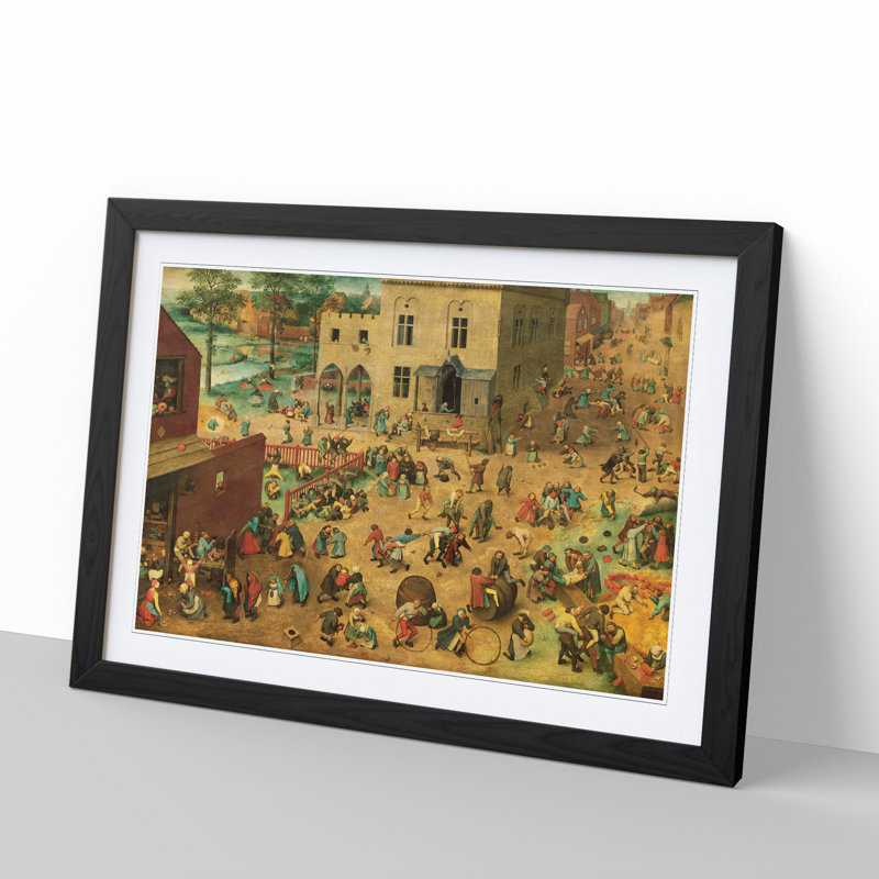 Children's Games by Pieter Bruegel the Elder - Framed Print, 27cm H x 36cm W x 2cm D, Black Framed