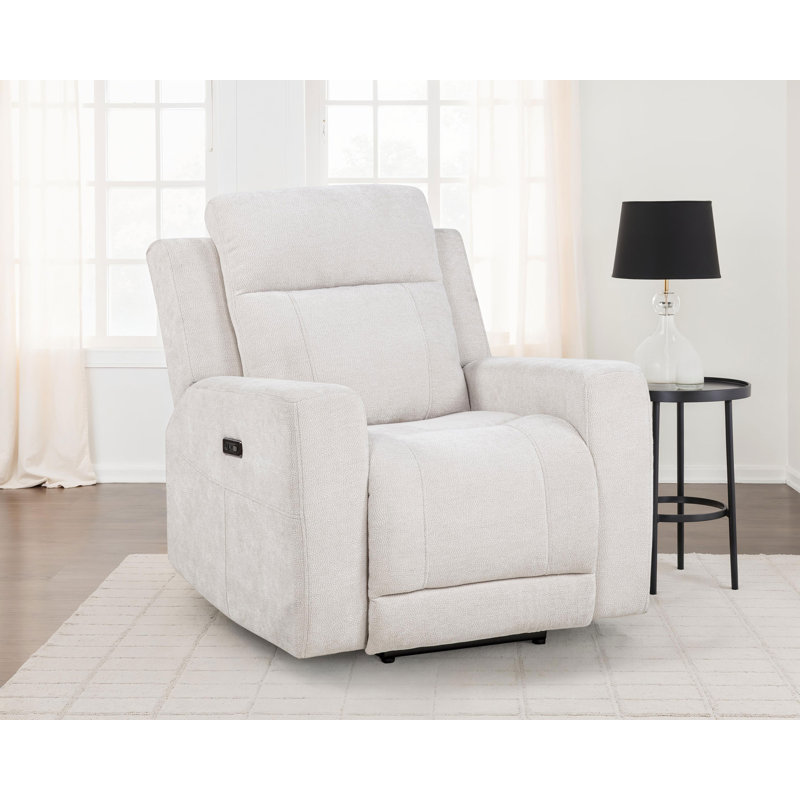 Fauteuil inclinable électrique Heitzman en chenille ivoire, Ivoire ivoire