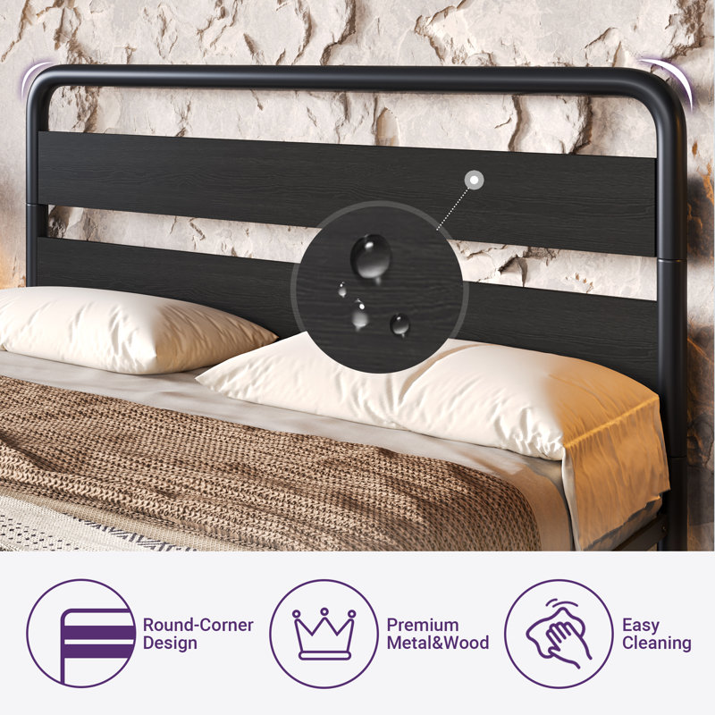 Taishima Metal Platform Bed, Full / Double, Black