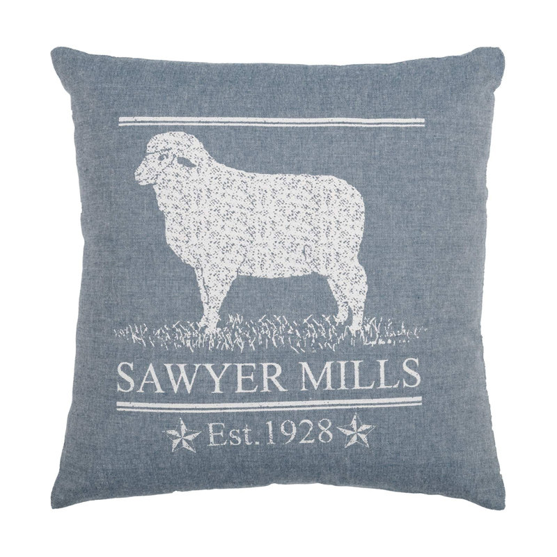 Sawyer Mill Blue Lamb Pillow with Rustic Design, 18x18