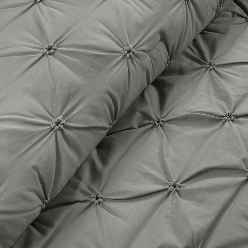 Ravello Microfiber Comforter Set, Gray, Queen Comforter+2 Standard Shams+2 Throw Pillows