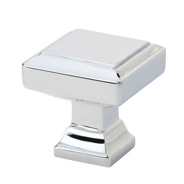 Oversized 1 1/4" Length Square Knob, 1.25" H x 1.25" W x 1.25" D, Polished Chrome