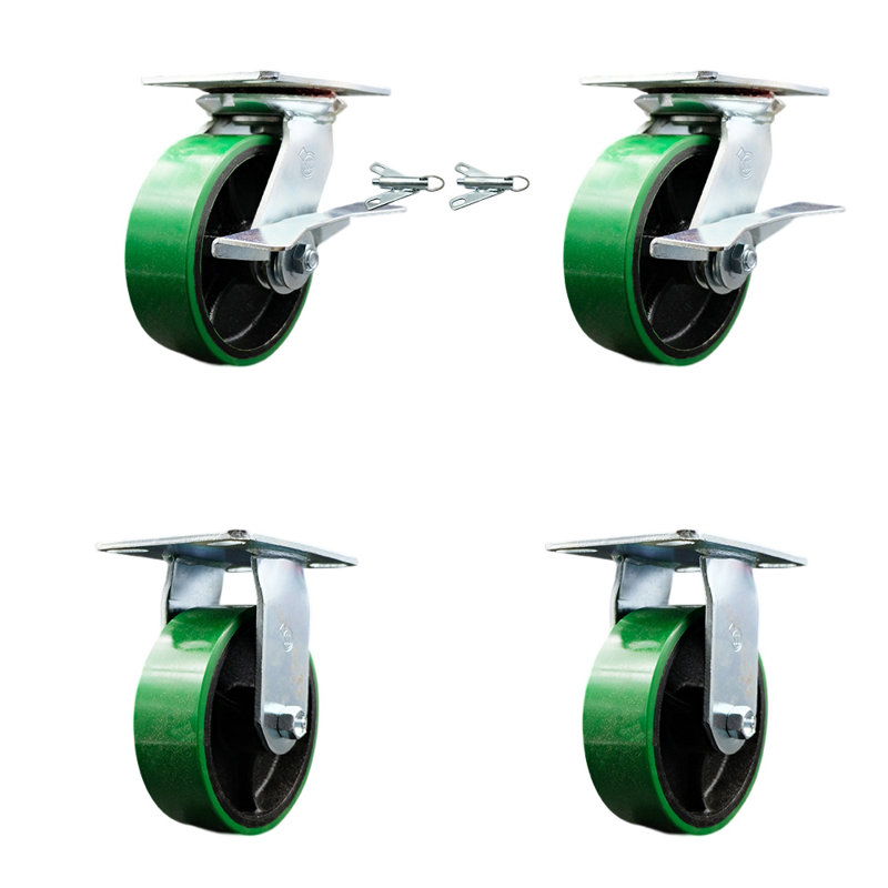 Poly on Cast Iron Caster, Green